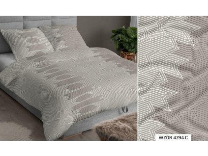 Saténový povlak na polštář 40x40 béžový geometrický na zip 4794 C KARO Satin
