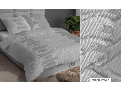 Saténový povlak na polštář 40x40 šedý geometrický na zip 4794 D KARO Satin