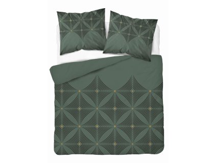 Saténové povlečení 220x200 Lahvově zelená s geometrickým vzorem - moderní elegance, 100% bavlna - 5483 A - Home Satén 71