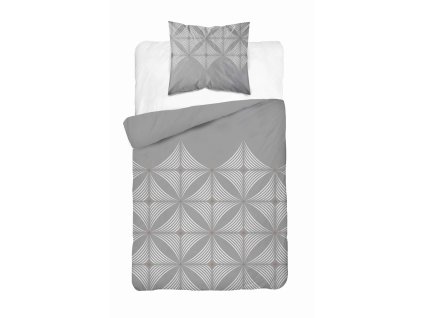 Saténové povlečení 140x200 šedé s geometrickým vzorem - moderní klasika, 100% bavlna - 5483 B - Home Satén 71