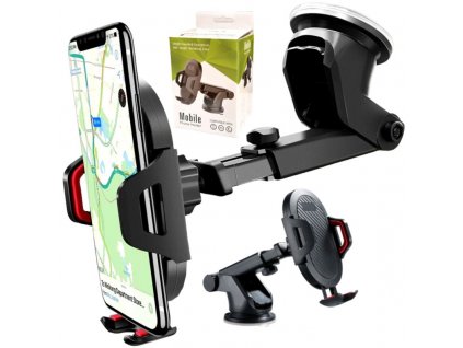 Teleskopický držák telefonu do auta, černý, pro smartphony 4-7,5", s otáčením 360°