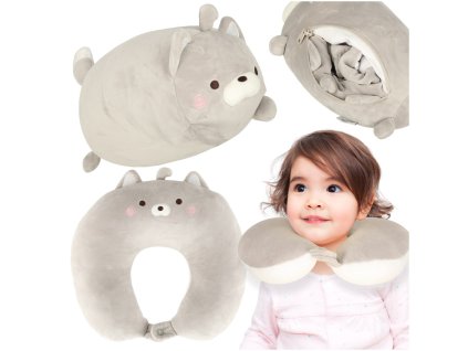 Cestovní polštářek 2v1 na krk pro letadlo auto maskot kočka