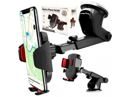 Teleskopický držák telefonu do auta, černý, plast, nastavitelný 6,4 cm - 9 cm
