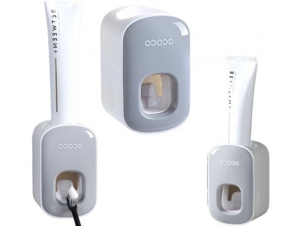 Automatický dávkovač zubní pasty, šedo-bílý, odolný plast, 1,5 x 2,5 cm