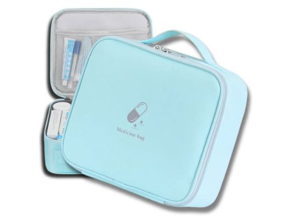 Cestovní lékárnička a organizér, modrá, syntetický materiál, 25x20x14 cm