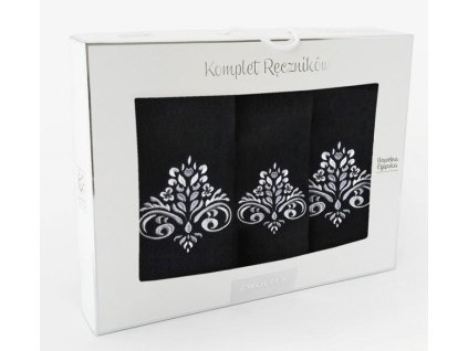 Sada ručníků v krabici 3 ks Sultan black ornament