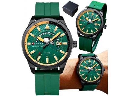Sportovní pánské hodinky CURREN WR30, zelené, s datumovkou a nerezovou ocelí