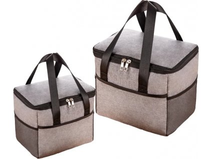 Termoobědová taška LUNCH BOX s izolací, šedá, nepromokavý materiál, 23x20x17,5 cm