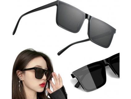 Unisex sluneční brýle čtvercového tvaru, černé, plastové, s UV400 filtrem