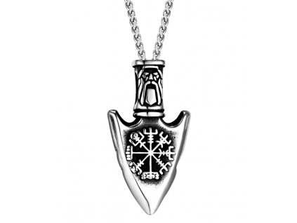 Vikingský Amulet Pánský Náhrdelník z Chirurgické Oceli, Stříbrná, 60 cm