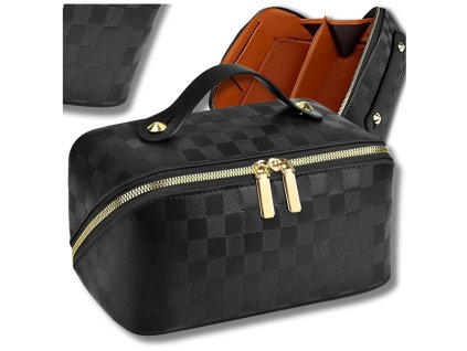 Elegantní Kosmetická Taška z Ekokůže, Černá, 25x13x12 cm