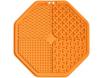 Antistresová olizovací podložka pro psy a kočky, oranžová, silikon, 20x20x0.6 cm