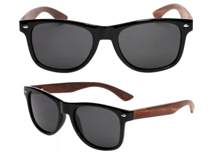 Pánské sportovní sluneční brýle s polarizací, černé s bambusovými zorníky, UV filtr 400 kat. 3