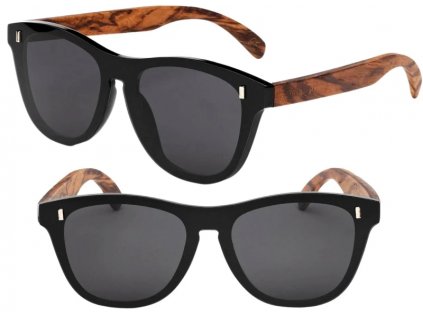 Pánské polarizační sportovní brýle s bambusovými zorníky, černé, UV filtr 400 kat. 3