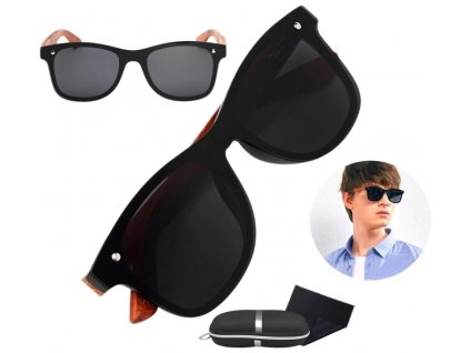 Pánské sportovní polarizační brýle, černé s bambusovými zorníky, UV filtr 400 kat. 3
