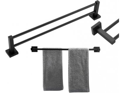 Držák na ručníky 40 cm, černý matný, nerezová ocel