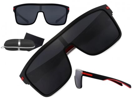 Pánské polarizační sluneční brýle, černé, plastový rám, UV 400 kat. 3 filtr