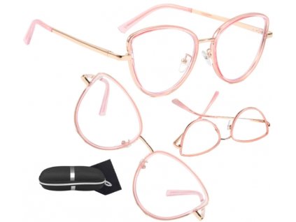 Růžové kočičí brýle s antireflexními čočkami, polykarbonát/plast/kov, UV400 filtr