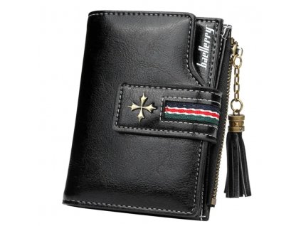 Malá dámská peněženka v retro stylu, černá, ekologická kůže, 9x12x3 cm