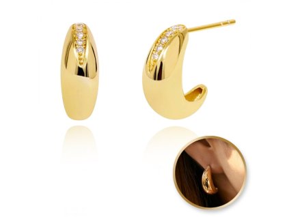 Náušnice z chirurgické oceli 14k pozlacené stříbro S925 KST3393 elegante modní doplněk