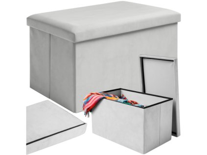 Šedý sametový puf 60x30x30 cm Ruhhy 25994