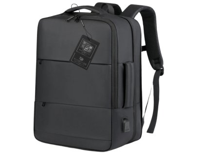 Černý cestovní batoh do letadla s USB, ideální do kabiny a jako příruční zavazadlo