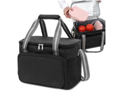 Termální taška Lunch Box na snídani, prostorná a černá, ideální pro cestování a udržení teploty jídla