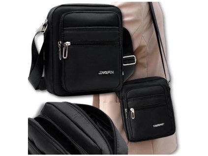 Pánská nepromokavá taška přes rameno, černá, oxfordská tkanina, 20x23x10 cm