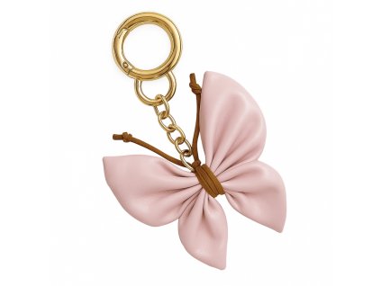 Kožená klíčenka růžová BUTTERFLY s mašlí BRL367R