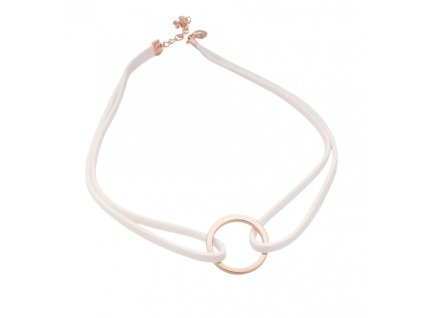 Náhrdelník Choker s Páskem a Zlatým Prstenem v Bílém N296B