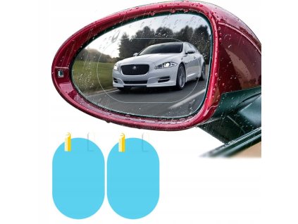 Zrcadlová fólie ANTI-FOG s 2x vodotěsnými samolepkami na autozrcátka pro ochranu a zvýšení viditelnosti