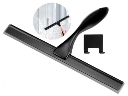 Silikonová stěrka na okna sprchového koutu, černá, nerezová ocel, 25.8x18 cm