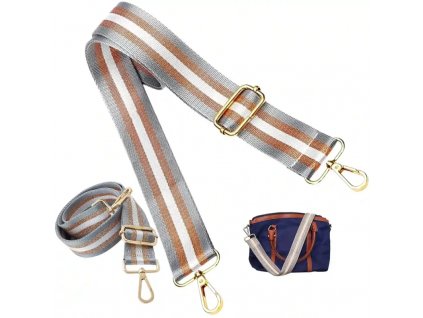 Nastavitelný široký pásek na dámskou kabelku nebo batoh, zlaté kování, polyester, 145x38 mm