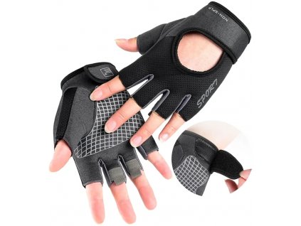 Univerzální cyklistické rukavice, černá, polyester, šířka 10 cm