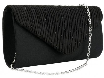 "Elegantní černá společenská kabelka přes rameno, syntetický materiál, rozměry 22x12 cm, délka popruhu 100 cm"
