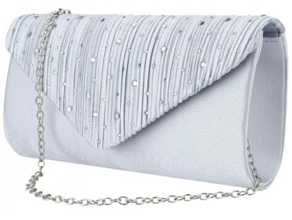 "Elegantní dámská společenská taška přes rameno, šedá/stříbrná, syntetika, 22x12 cm"