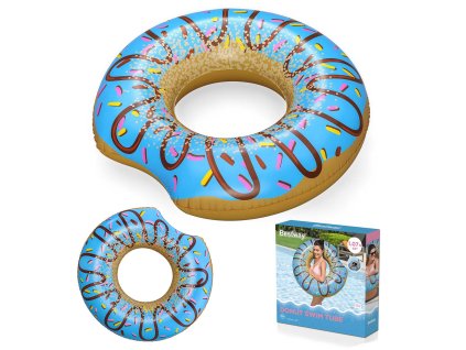 Nafukovací modrý plážový kruh Donut 107 cm pro plavání BESTWAY