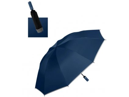 Automatický Skládací Deštník s Reflexním Pruhem a ANTI-UV Ochrannou, Modrý, 112 cm