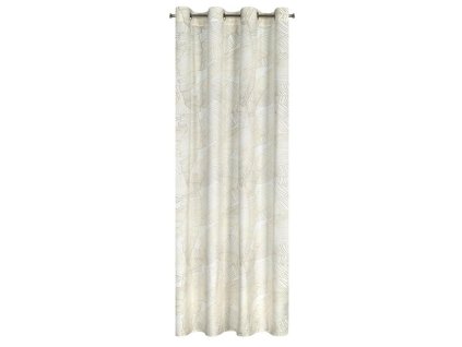 zaslona 140x250 luna 2 biala bezowa liscie welurowa gotowa na przelotkach limited collection eurofirany