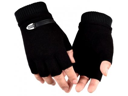 Pánské zimní sportovní palčáky pro řidiče, černé, ekokůže, 18.5 cm