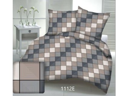 Bavlněné povlečení 180x200 kostek geometrické kostkované 3D-1112E