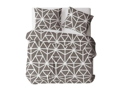 Hedvábné povlečení 160x200 bavlna šedé tmavě bílé geometrické 376N 1519E Bielawa KARO