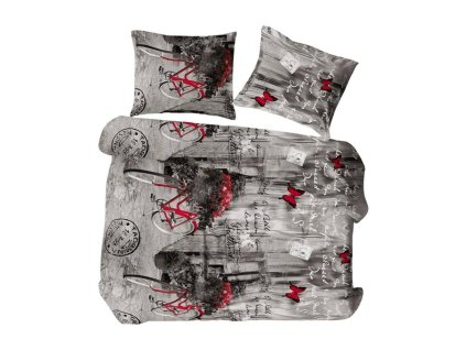 Povlečení 160x200 šedá grafitová kola nápis 500N Bielawa KARO