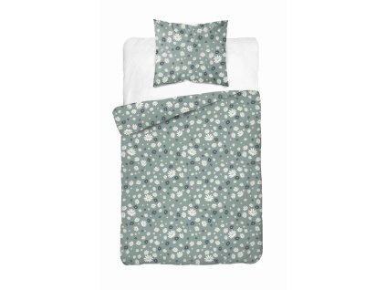 Bavlněné povlečení 140x200 Zelená se sedmikráskami - letní květinový motiv, 100% bavlna - 5337 B - Soft Meadow
