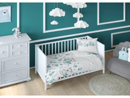 Bavlněné povlečení 160x200 medvídek koala tyrkysové dětské povlečení na zip 3269 B KARO Dreamland