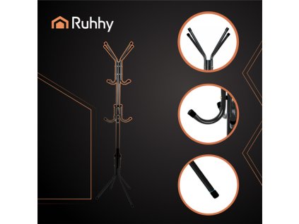Stojací věšák na kabáty 170 cm - černý Ruhhy 26362