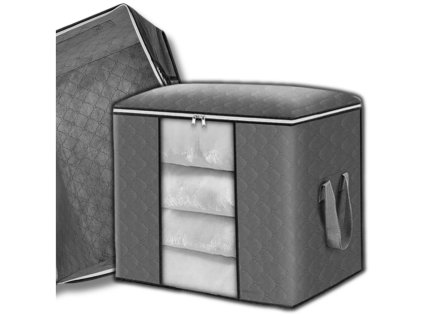 Velký šatní organizér na lůžkoviny a oblečení, šedý, netkaná textilie/polyester, 50x46x28 cm