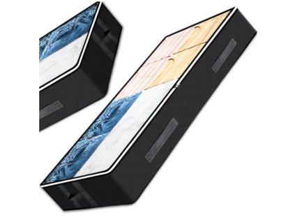 Velký organizér pod postel pro lůžkoviny a oblečení, černý, netkaná textilie, 100x50x15 cm