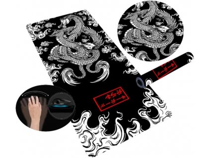 XXL Herní Podložka pod Myš s Motivem Čínského Draka, 90x40 cm, Guma + Syntetická Vlákna, Voděodolná