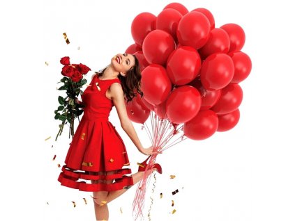 Sada 50 červených balónků z latexu, 30 cm